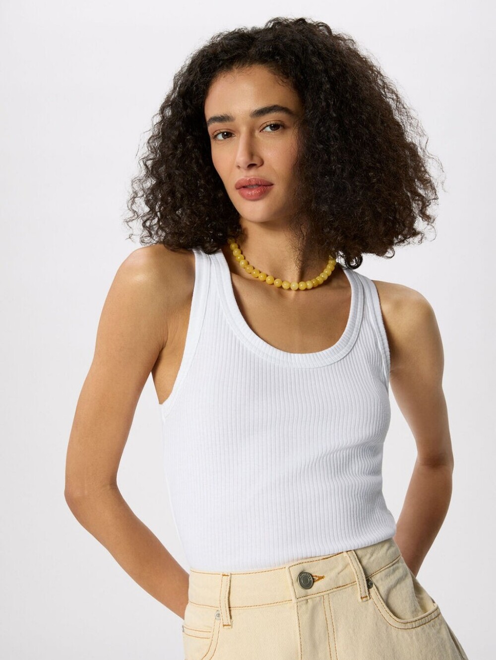 Whistles London Ultimate Ribbed Scoop Vest Tank Top in White – Size S